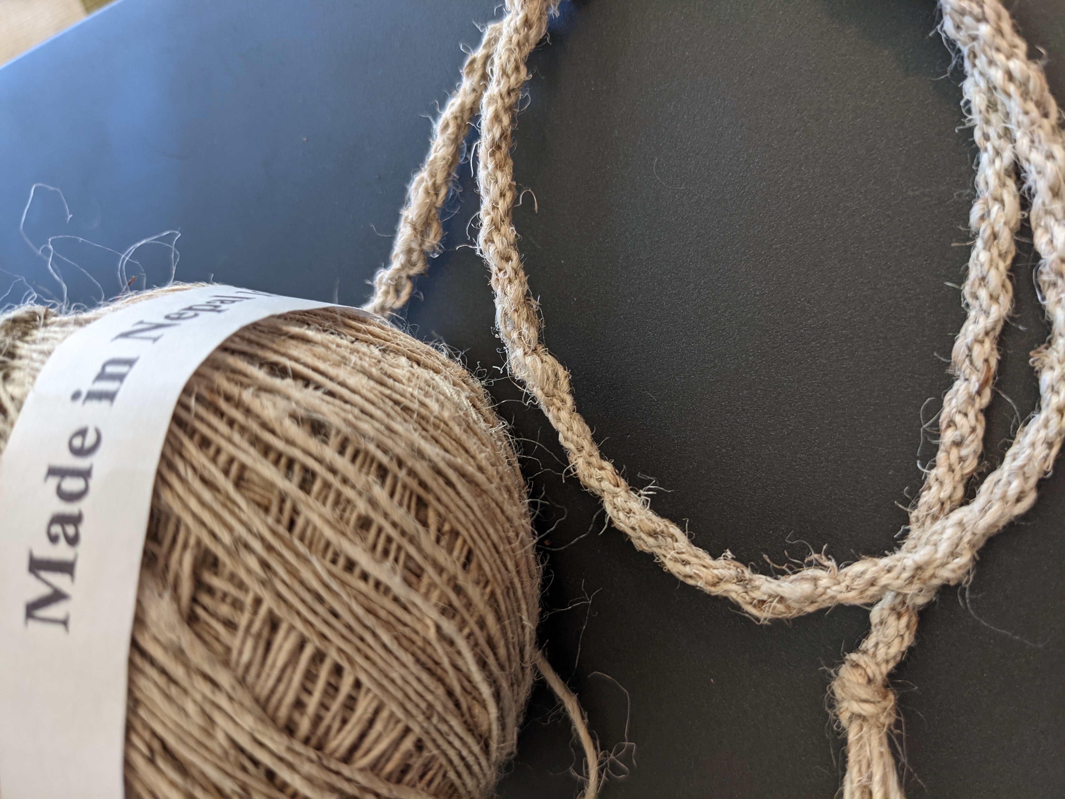 Nettle cord with yarn ball.