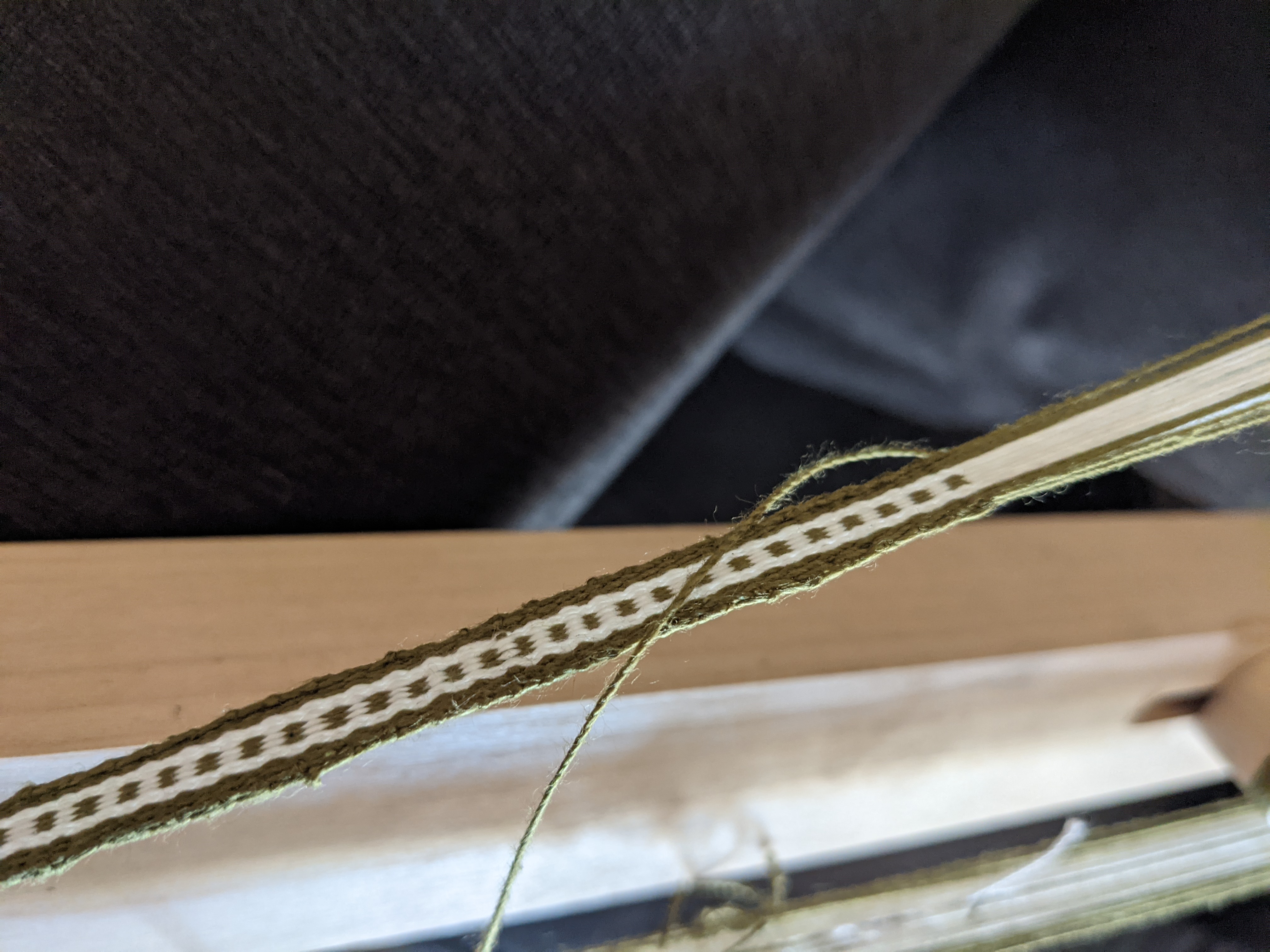 Closeup of in progress weaving